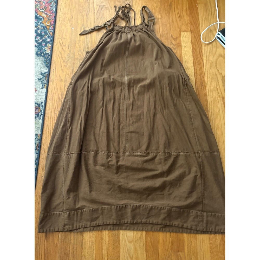 Free People We The Free Wildflower Midi Dress Brown Pinafore Pockets Medium - Picture 5 of 6